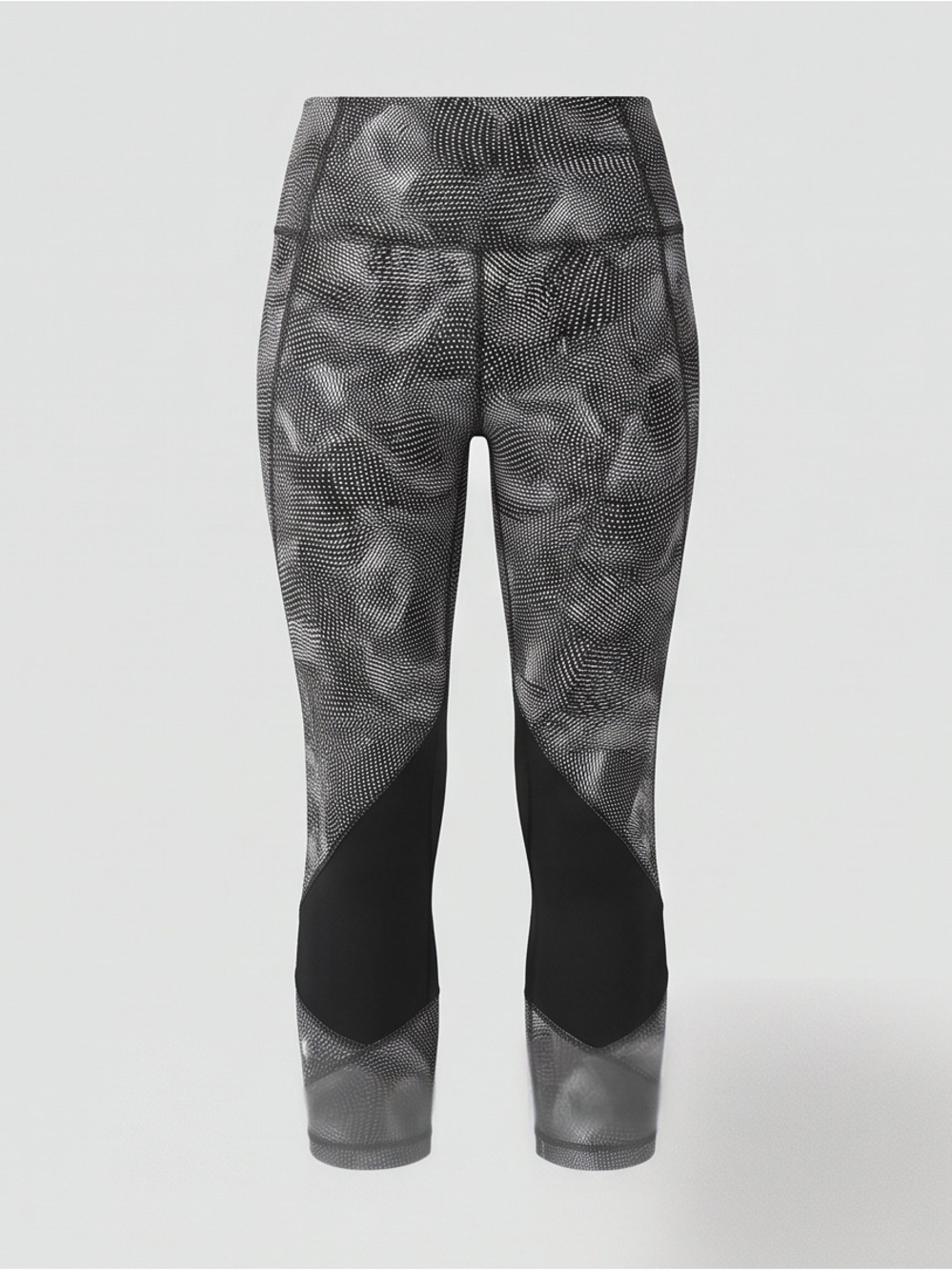 LULULEMON Black & Gray Patterned High-Waist Capri Leggings